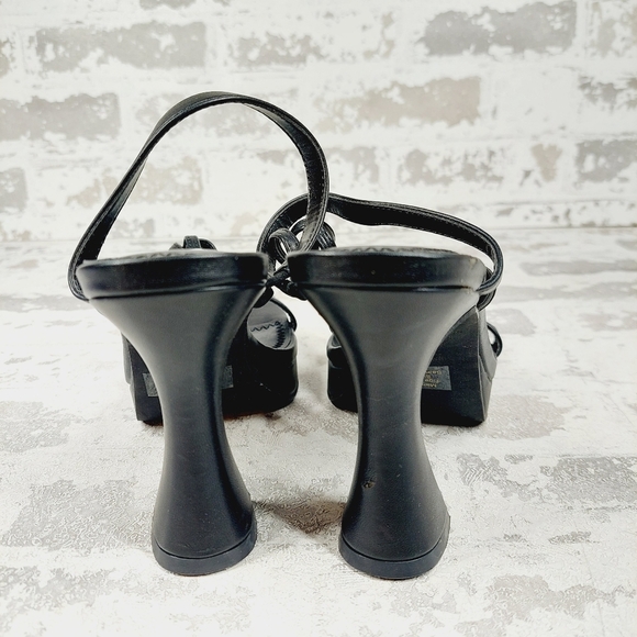 New BP Netta Platform Black Vegan Leather Strappy Sandals H363 - Picture 6 of 11